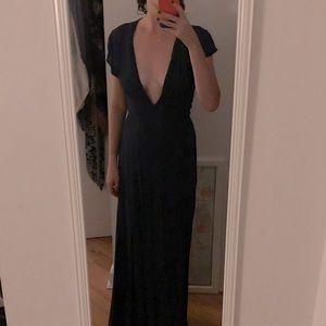 Tularosa dark blue floor length wrap dress